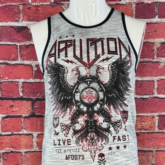 Affliction Men's Eagle Graphic Tank Top - Size: S/M/L/XL- Gray / Black - NWT - Picture 2 of 9